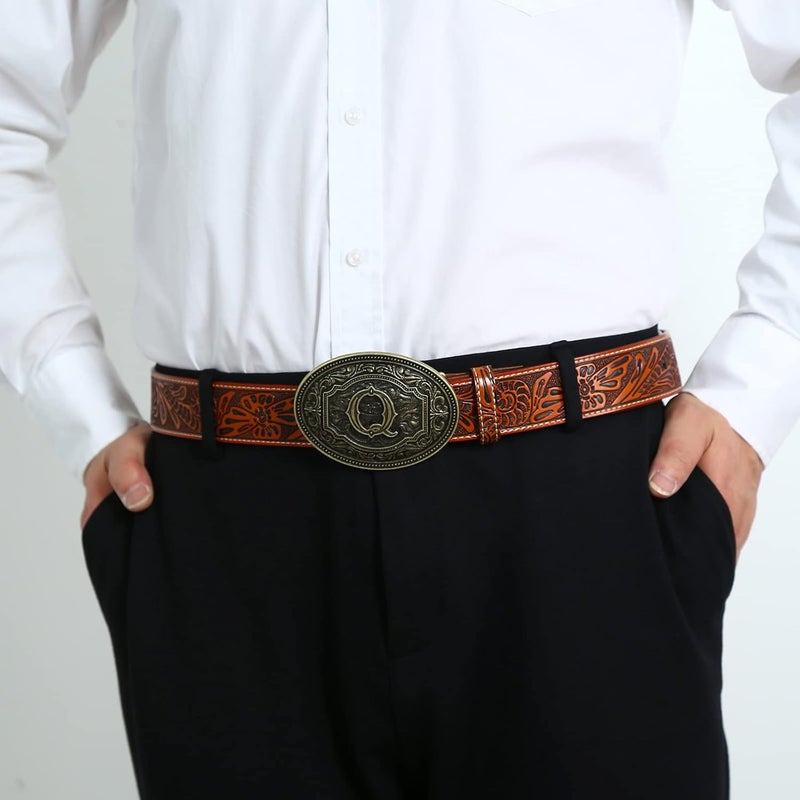 Fibbadet Store Belt Buckles Men Initial Letters A-Z Western Rodeo Cowboy Cowgirl Belt Buckle for Men Boys Halloween Birthday Party - Image 5